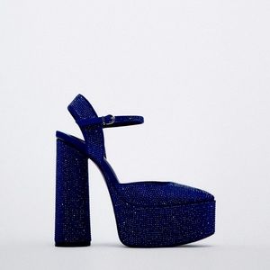 Platform skyrise navy sling back